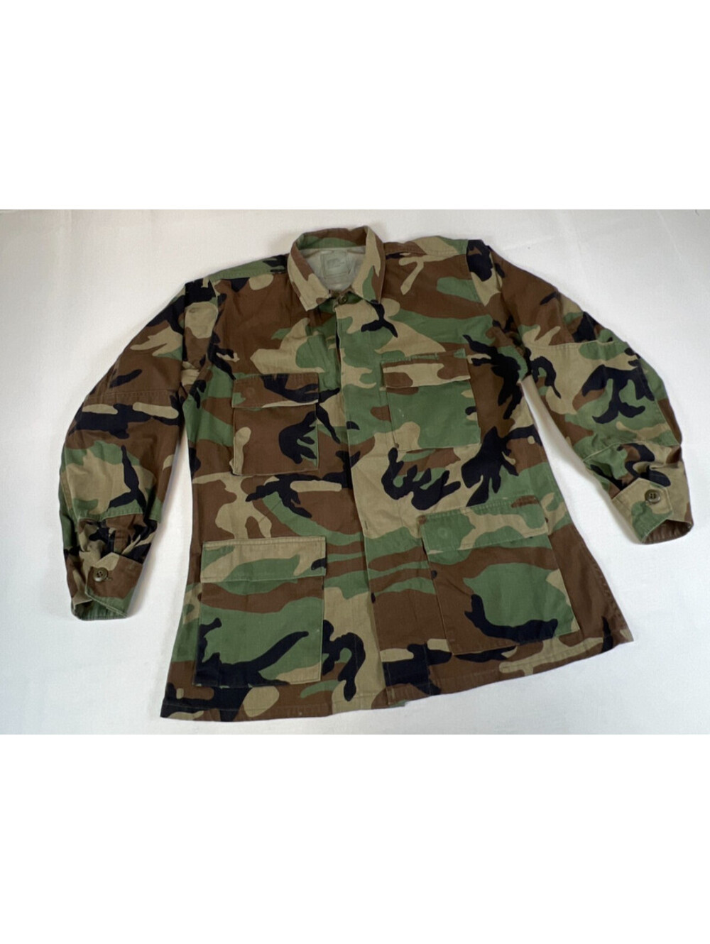 Vintage US Military Woodland Camo BDU Combat Coat Jacket Medium Regular Surplus - Picture 7 of 11